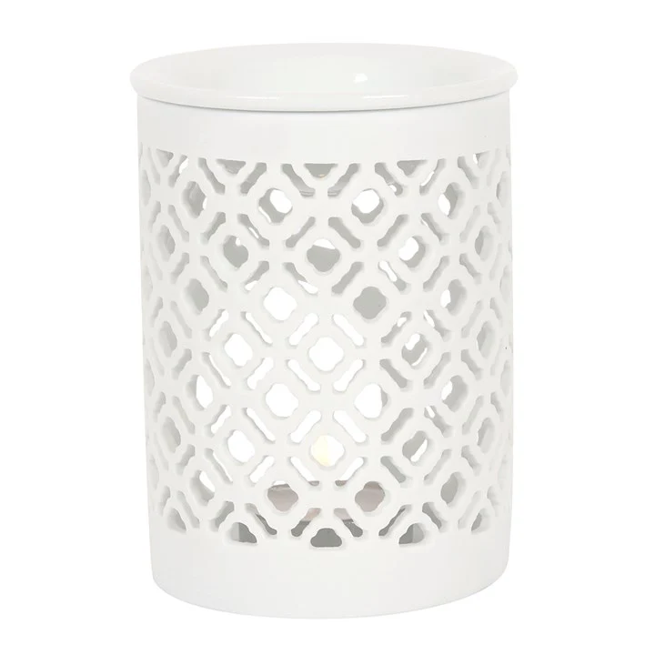 White Lattice Tealight Wax Warmer - Image 2