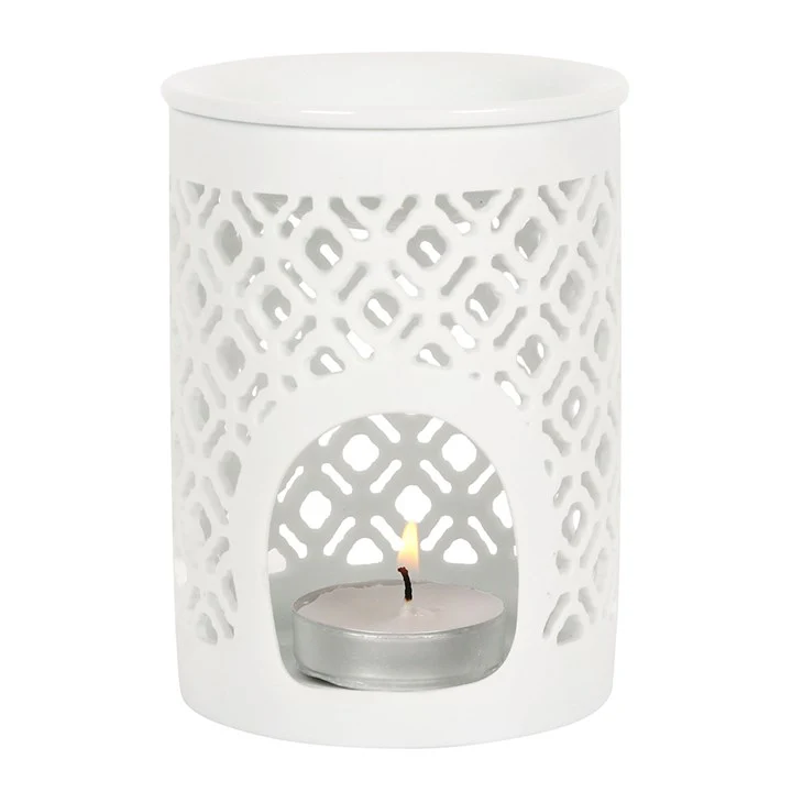 White Lattice Tealight Wax Warmer - Image 3