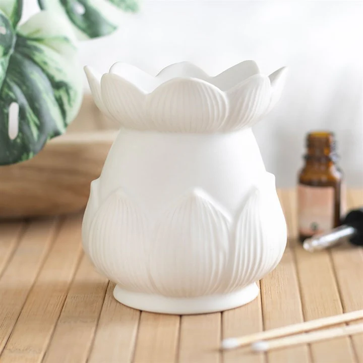 White Lotus Flower Tealight Wax Warmer - Image 2